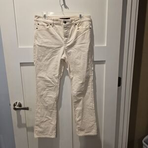 Lauren Ralph Lauren Women's Corduroy Cream White 10P Straight Pants Casual Chic